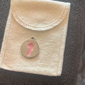 James Avery Silver charm with Pink Enamel Footprint